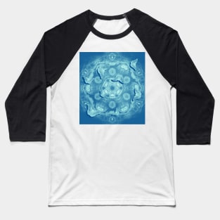 Butterflies and mystical mandala on blue Baseball T-Shirt